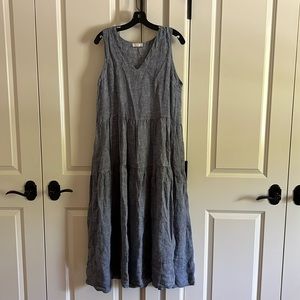 CP Shades Chambray Linen Sleeveless Dress Small